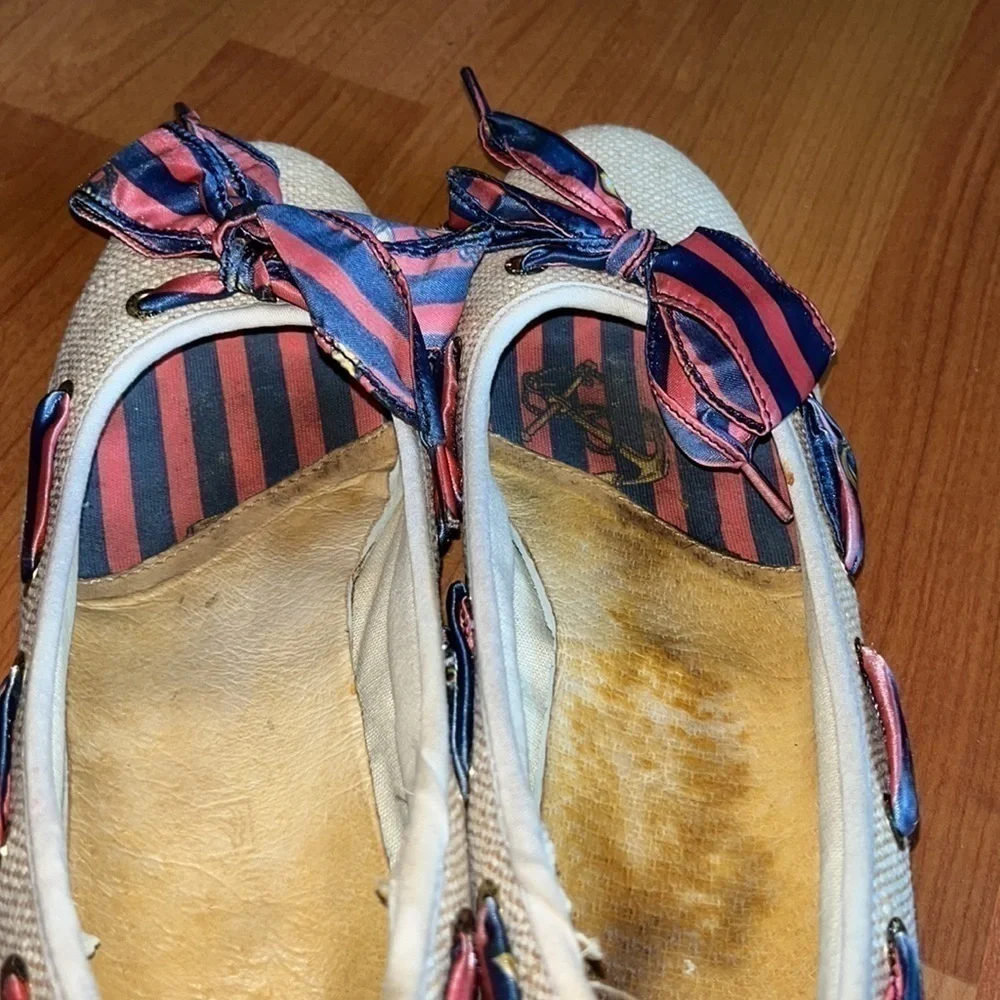 Sperry Ladies Ribbon Scarf Wedge Natural Gatsby Size 6